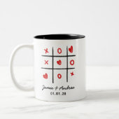 Custom Tic Tac Toe Mug Valentine Gift for Couple Zweifarbige Tasse (Links)