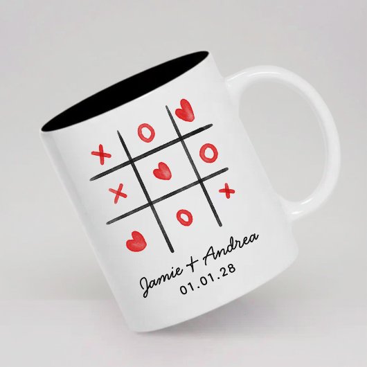 Custom Tic Tac Toe Mug Valentine Gift for Couple Zweifarbige Tasse