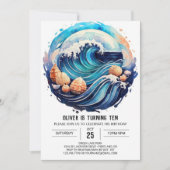 Custom Tidal Waves Birthday Einladung (Vorderseite)