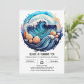 Custom Tidal Waves Birthday Einladung (Stehend Vorderseite)