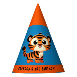 Custom Tiger Blue Orange Boy 3. Geburtstag Party Partyhütchen