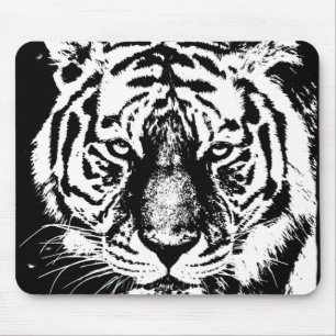 Custom Tiger Head Black And White Pop Art Template Mousepad