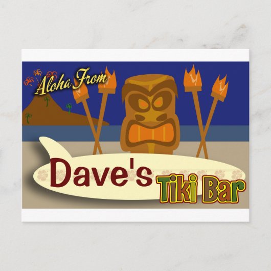 Custom Tiki Bar Sign Postkarte (Vorderseite)