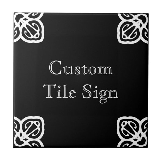 Custom Tile Sign - Spanisch Weiß auf Schwarz Fliese (Vorderseite)
