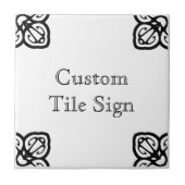 Custom Tile Sign - Spanisches Schwarz auf Weiß Fliese (Vorderseite)