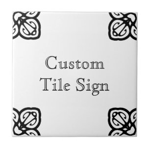 Custom Tile Sign - Spanisches Schwarz auf Weiß Fliese