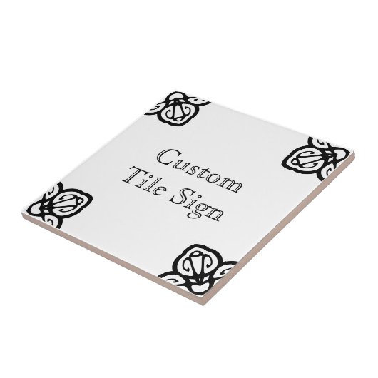 Custom Tile Sign - Spanisches Schwarz auf Weiß Fliese (Seite)