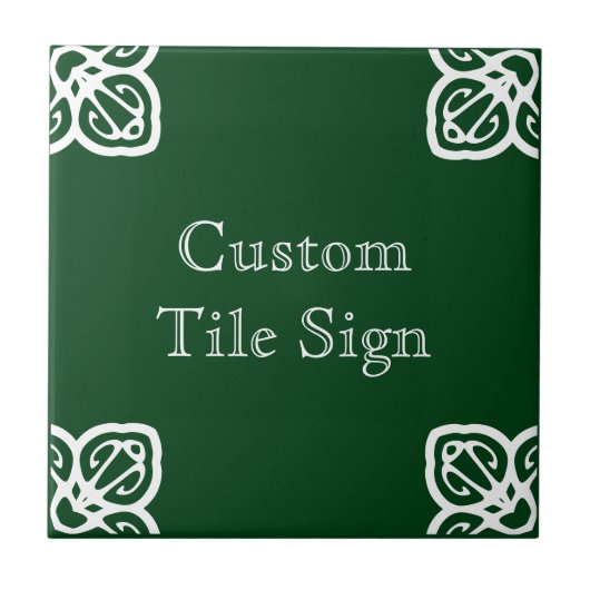 Custom Tile Sign - Spanisches Weiß auf Grün Fliese (Vorderseite)