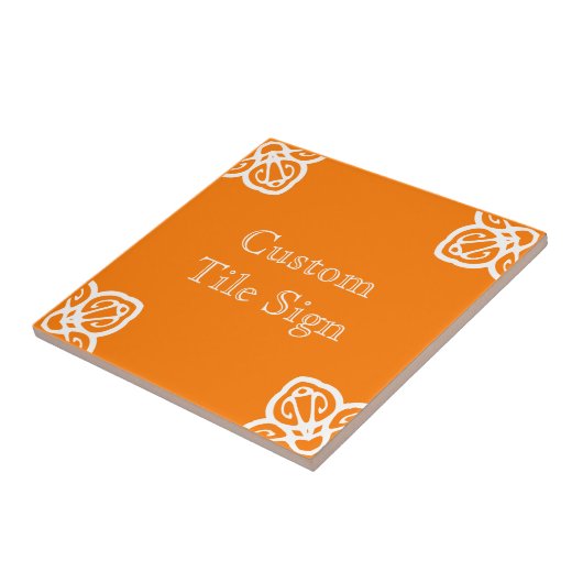 Custom Tile Sign - Spanisches Weiß auf Orange Fliese (Seite)
