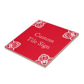 Custom Tile Sign - Spanisches Weiß auf Rot Fliese (Seite)