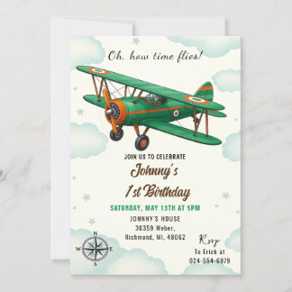 Custom Time Fliegt 1. Geburtstag Party für Junge Einladung
