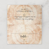 Custom Tischnummer Wood Rustic Wedding Platzkarte (Außenseite Aufgefaltet)