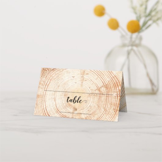 Custom Tischnummer Wood Rustic Wedding Platzkarte (Vorderseite)
