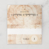 Custom Tischnummer Wood Rustic Wedding Platzkarte (Außenseite Aufgefaltet)