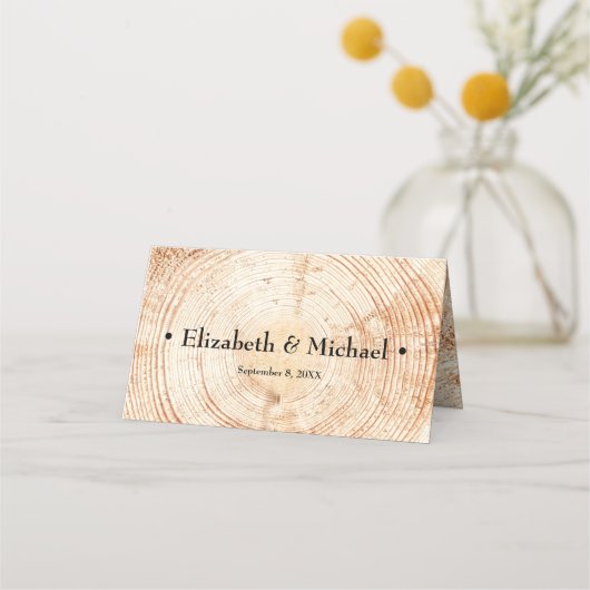 Custom Tischnummer Wood Rustic Wedding Platzkarte (Rückseite)