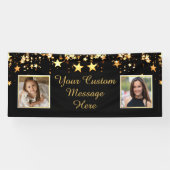 Custom Title Occaise Black Gold Stars Zwei Fotos Banner (Horizontal)