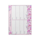 Custom Title Weekly Planner Pink Floral Watercolor Notizblock (Rotiert)
