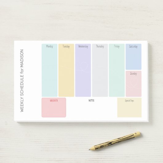 Custom Title Weekly Planner Post-it Klebezettel (Auf Schreibtisch)