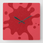 Custom Tomato Red Ink Splash Wall Clock Quadratische Wanduhr (Vorderseite)