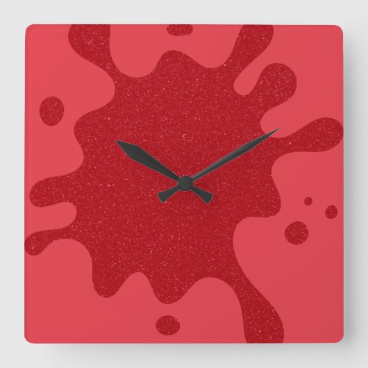 Custom Tomato Red Ink Splash Wall Clock Quadratische Wanduhr (Vorderseite)
