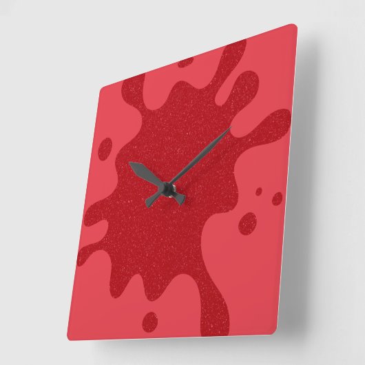 Custom Tomato Red Ink Splash Wall Clock Quadratische Wanduhr (Winkel)