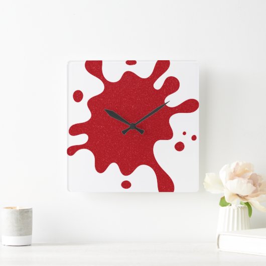 Custom Tomato Red Splash White Wall Clock Quadratische Wanduhr (Zuhause)