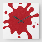 Custom Tomato Red Splash White Wall Clock Quadratische Wanduhr (Vorderseite)
