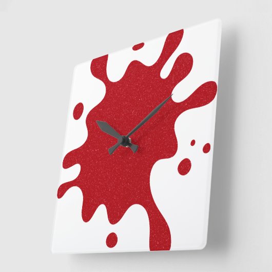 Custom Tomato Red Splash White Wall Clock Quadratische Wanduhr (Winkel)