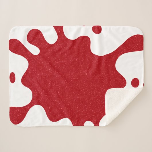 Custom Tomato Red & White Splash Sherpa Blanket Sherpadecke (Vorderseite (Horizontal))