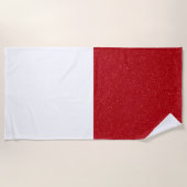 Custom Tomato Red & White Split Beach Towel Strandtuch (Vorderseite)