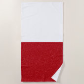 Custom Tomato Red & White Split Beach Towel Strandtuch (Vorderseite)