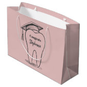 Custom Tooth Grad Hat Dental School Abschluss Große Geschenktüte (Rückseite Schrägansicht)