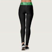 Custom Top Strip Irish Green Glitzer Black Leggings (Rückseite)