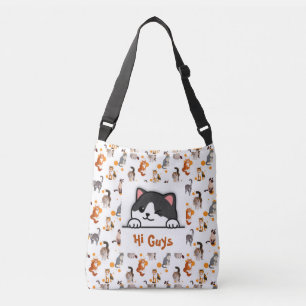 Custom Tote Bag Cat Peeking Niedlich Tragetaschen Mit Langen Trägern