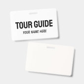 Custom tour guide name badge with clip or string ausweis (Vorder- & Rückseite)