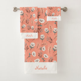 Custom Towels with White Poppies Badhandtuch Set