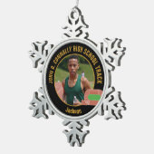 Custom Track & Field Photo High School Runner Schneeflocken Zinn-Ornament (Rechts)
