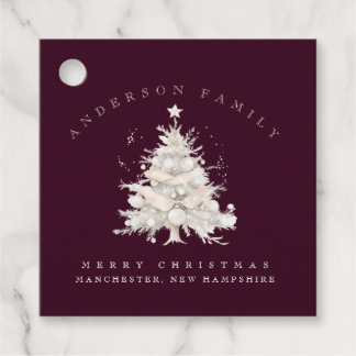 Custom traditional family white Christmas tree Geschenkanhänger