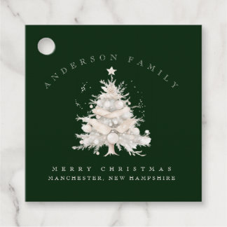 Custom traditional family white Christmas tree Geschenkanhänger