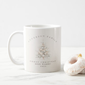 Custom traditional family white Christmas tree Kaffeetasse