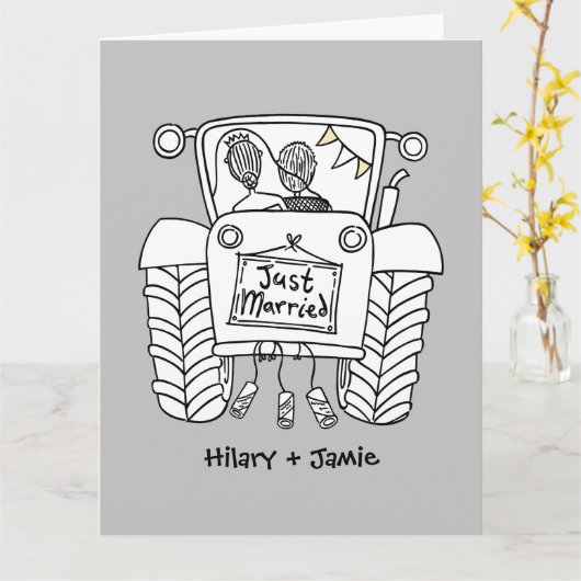 Custom Traktor Country Barn Rustic Wedding Card Karte (Gelbe Blume)