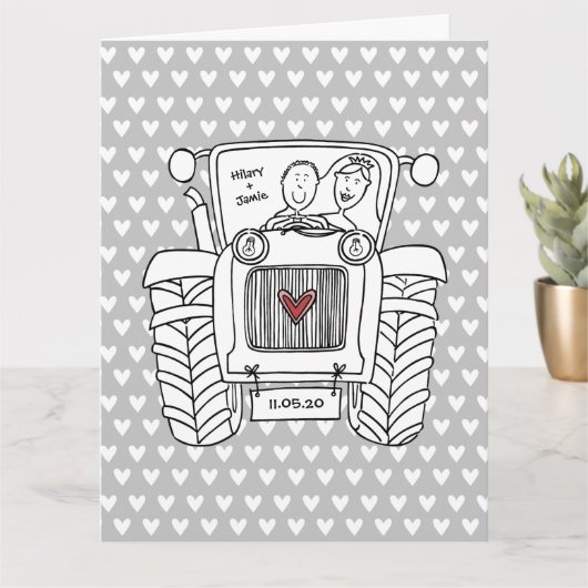 Custom Traktor Country Stall Rustikale Hochzeit Karte (Kleine Pflanze)