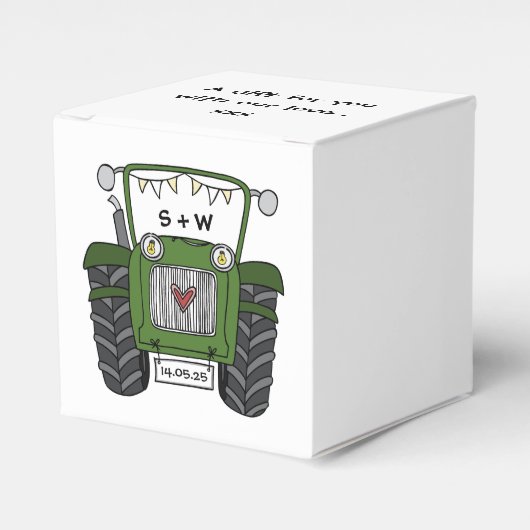 Custom Traktor Country Wedding Themed Favor Box Geschenkschachtel (Vorderseite)
