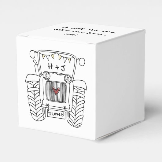 Custom Traktor Country Wedding Themed Favor Box Geschenkschachtel (Vorderseite)