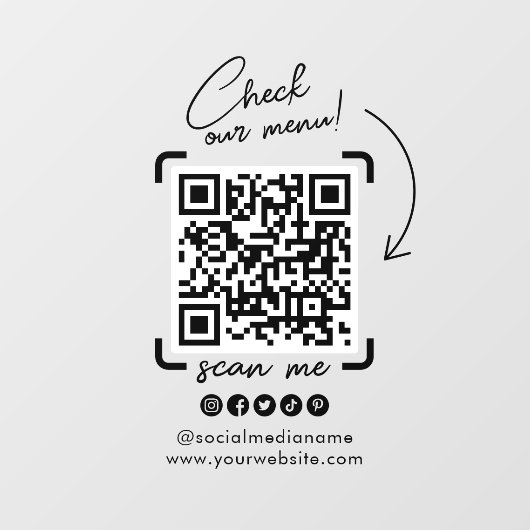 Custom Transparency Business QR Code Social Media Fensteraufkleber (Blatt)