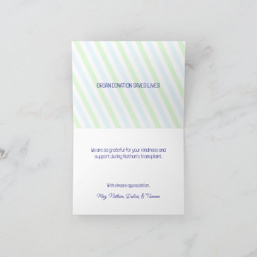 Custom Transplantation Green Ribbon Dankeskarte (Innenseite)