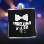 Custom Trauzeuge Trauzeuge Wedding Flachmann<br><div class="desc">Personalisieren Sie den Namen für Ihren Trauzeuge,  Trauzeuge oder jeden anderen Hochzeitsgast. Entwickelt von Thisisnotme©</div>