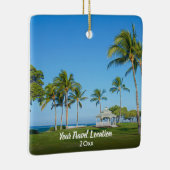Custom Travel 2 Foto Script Moderne Weihnachten Keramikornament (Rechts)