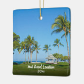 Custom Travel 2 Foto Script Moderne Weihnachten Keramikornament (Links)