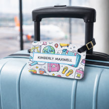 Custom Travel Doodle Luggage Tag Fun Design